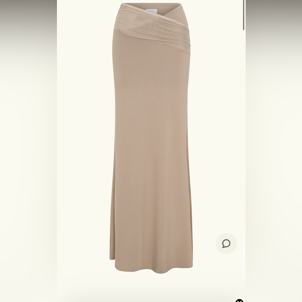 (SOLD) Meshki ~ Jules ~ Recycled Nylon And Mesh Maxi Skirt - Taupe - Picture 8 of 10